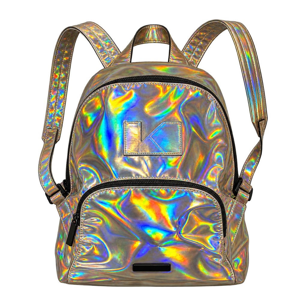 Kendall + Kylie Holographic Mini Backpack Iridescent Silver Rainbow Bag